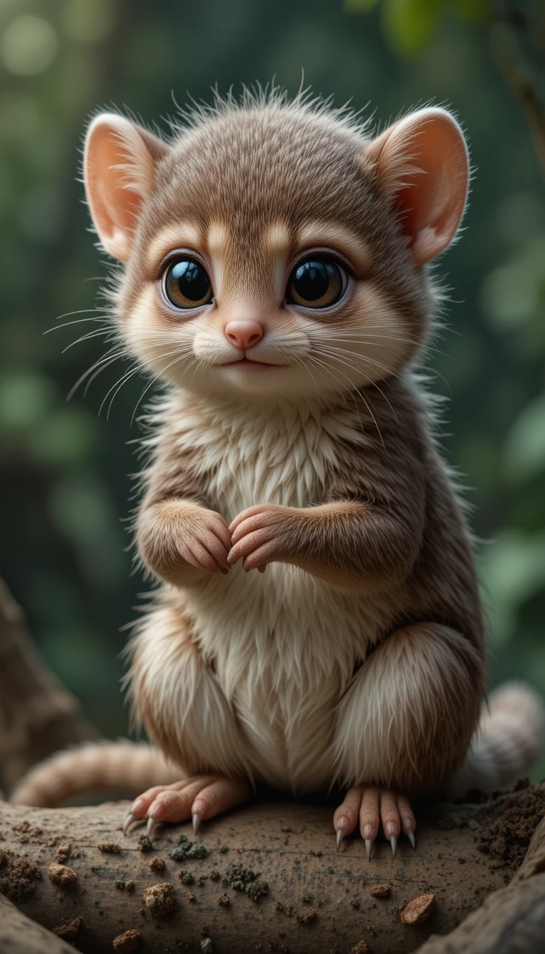 Small furry trickster creature hiding in the forest