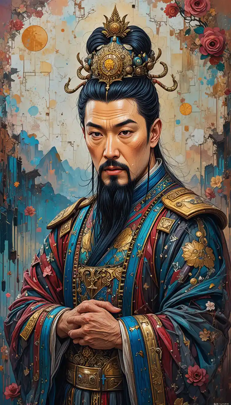 Impasto acrylic painting of a han dynasty chinese emperor