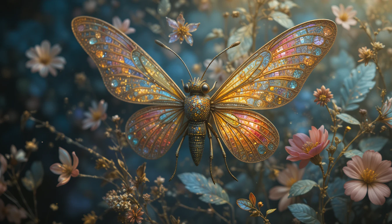 Illustration fantaisiste de libellule dans un style artistique onirique