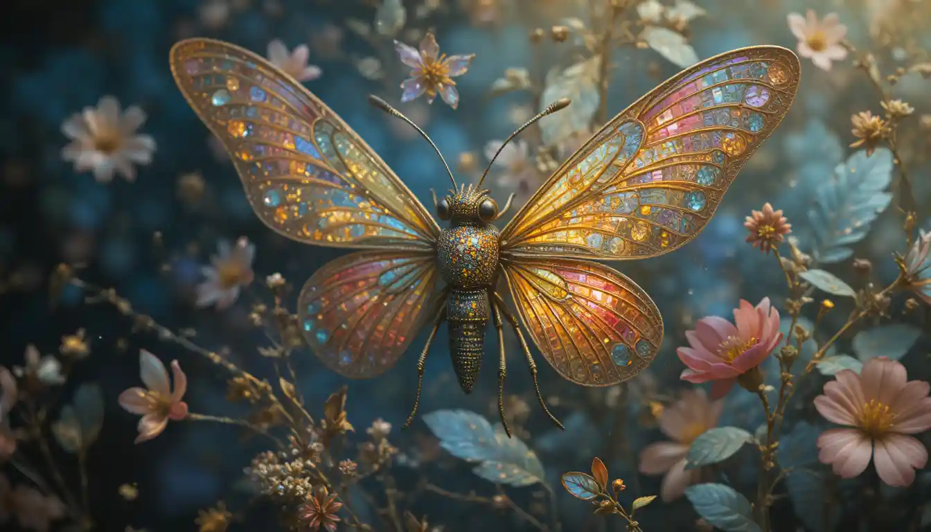 Illustration fantaisiste de libellule dans un style artistique onirique
