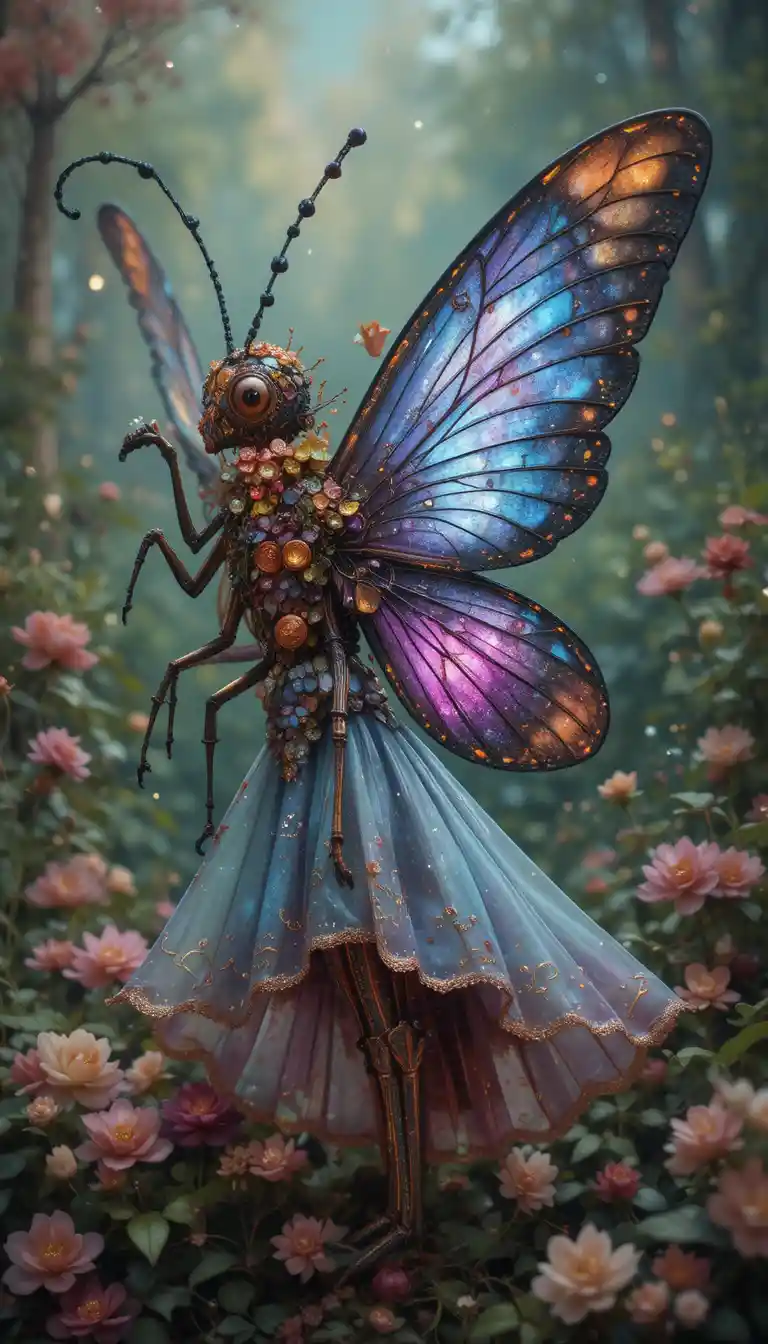 Libellule fantastique et ludique dans un style illustré vibrant