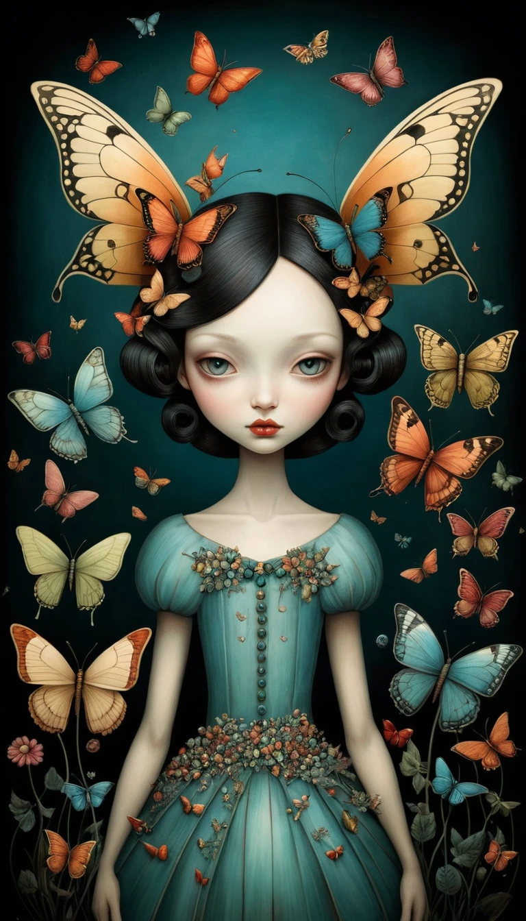 Whimsical butterflies in a colorful dreamlike illustration