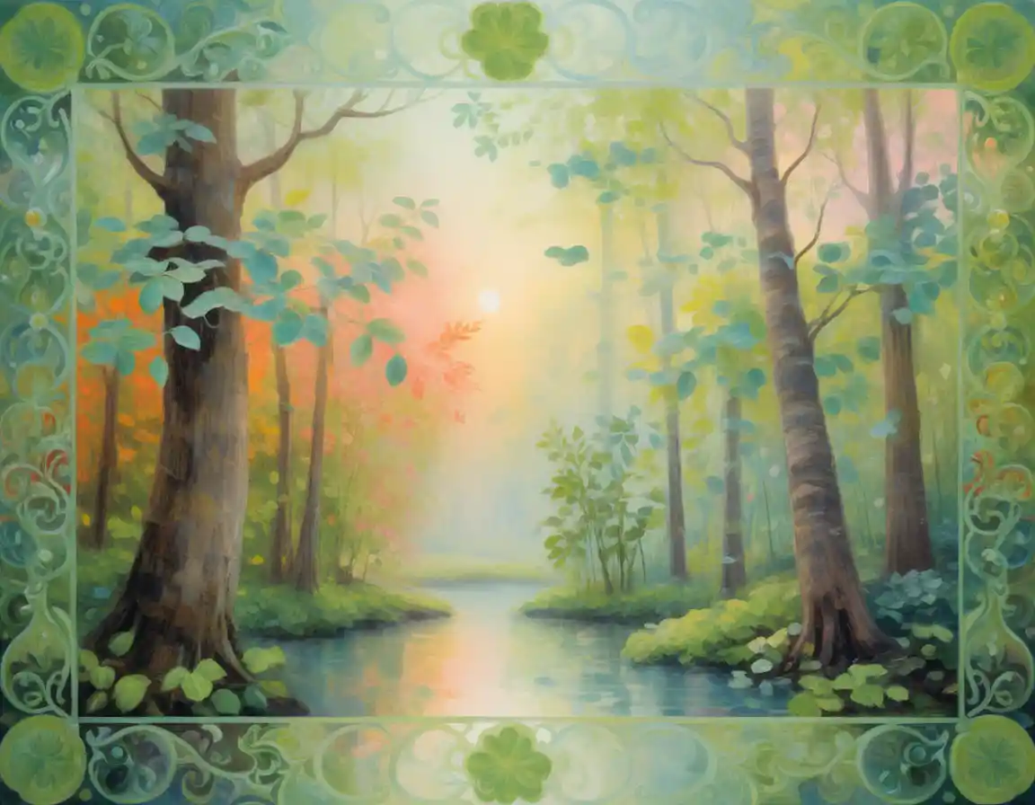 Mystical garden watched over by gentle glowing ufos