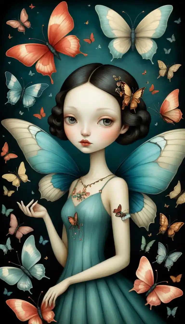 Mariposas de fantasía caprichosa en una ilustración colorida y de ensueño