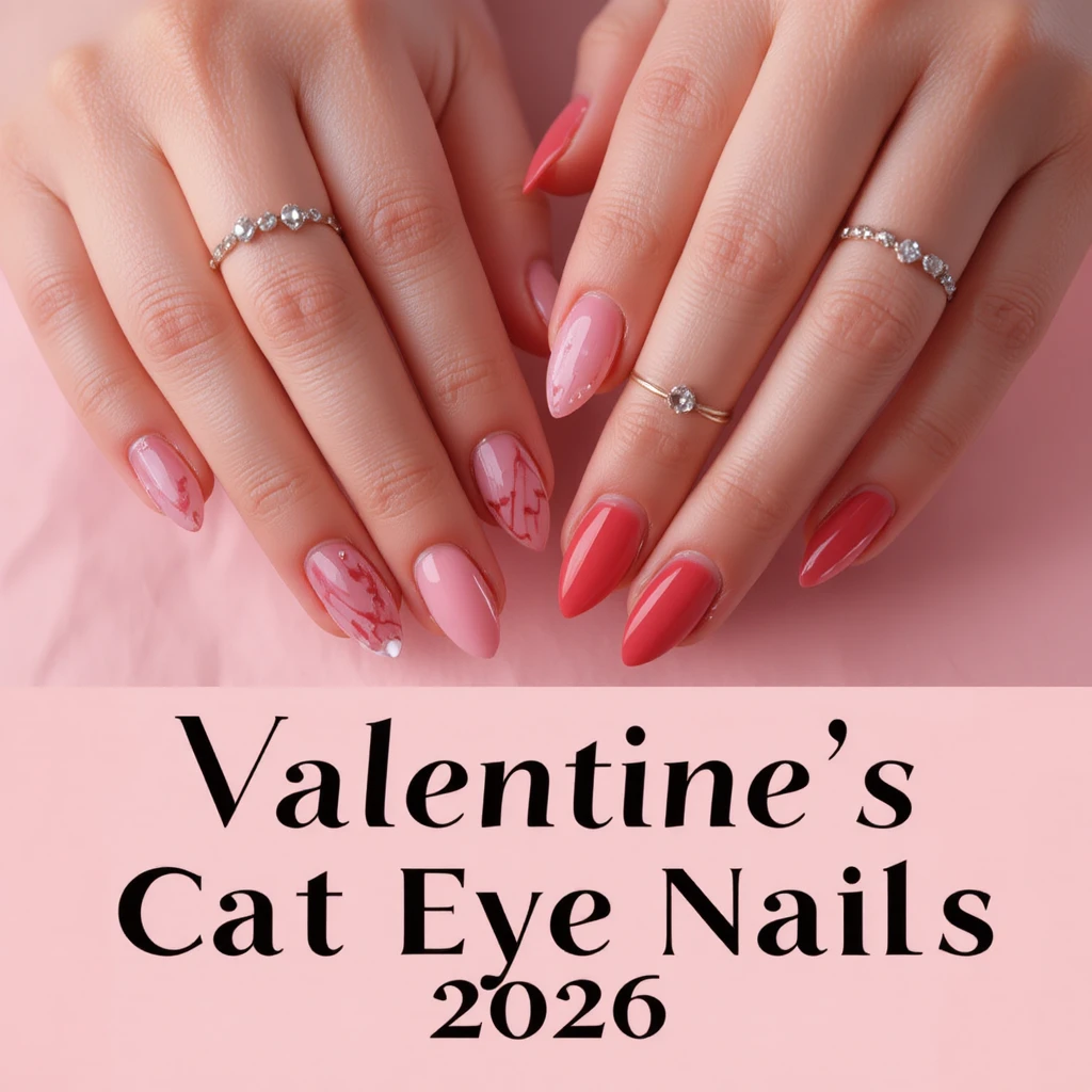 Gros plan de mains avec des ongles roses et rouges de Saint-Valentin
