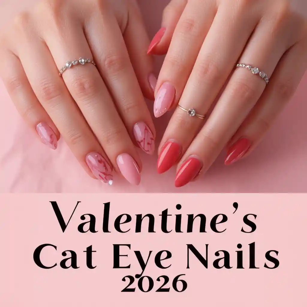 Gros plan de mains avec des ongles roses et rouges de Saint-Valentin