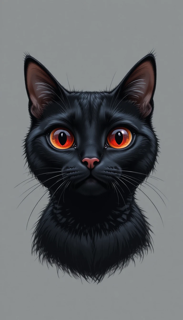 Black cat mug with glossy fur and red eyes