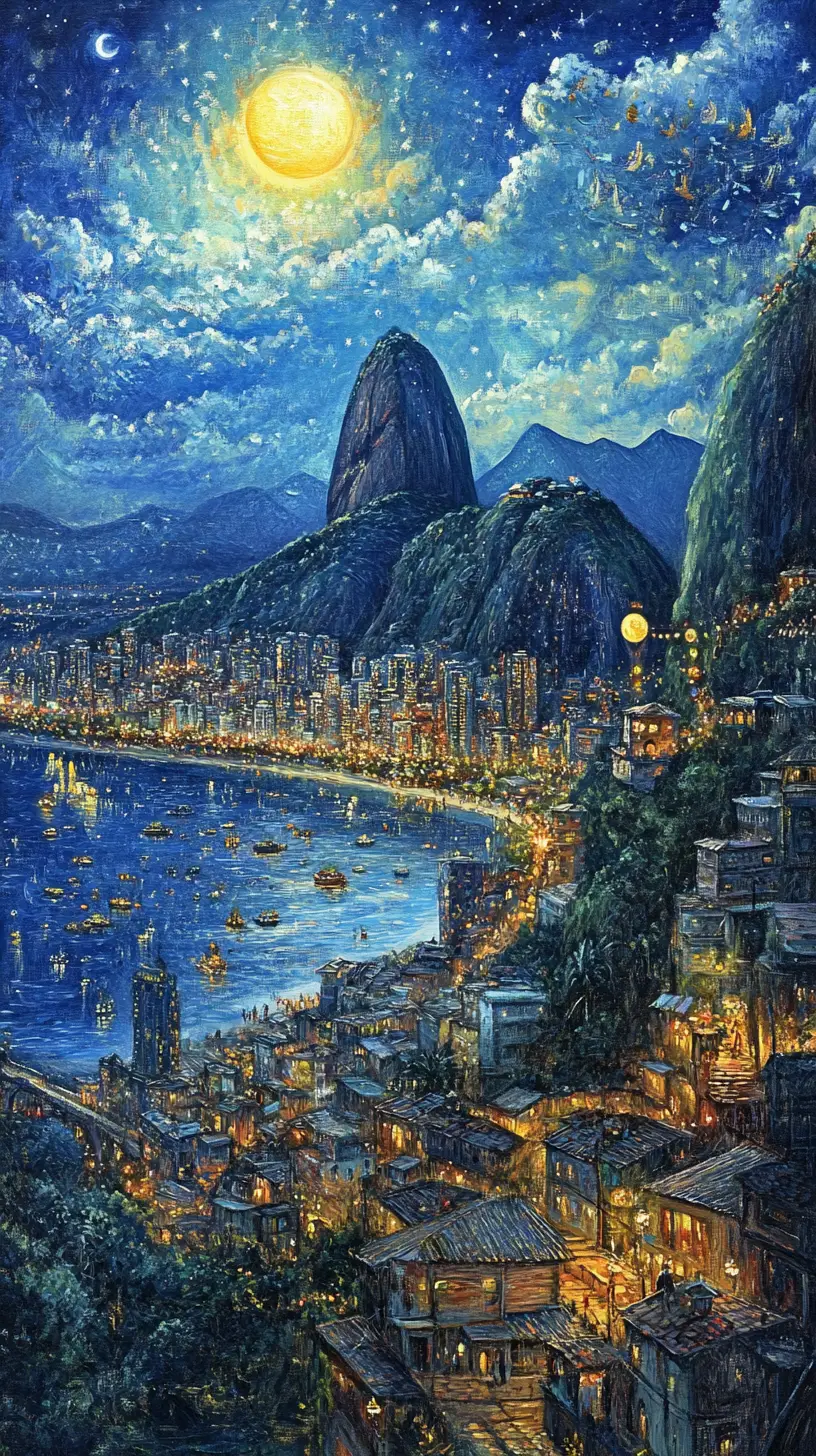 里約城市小型冬季嘉年華風景畫