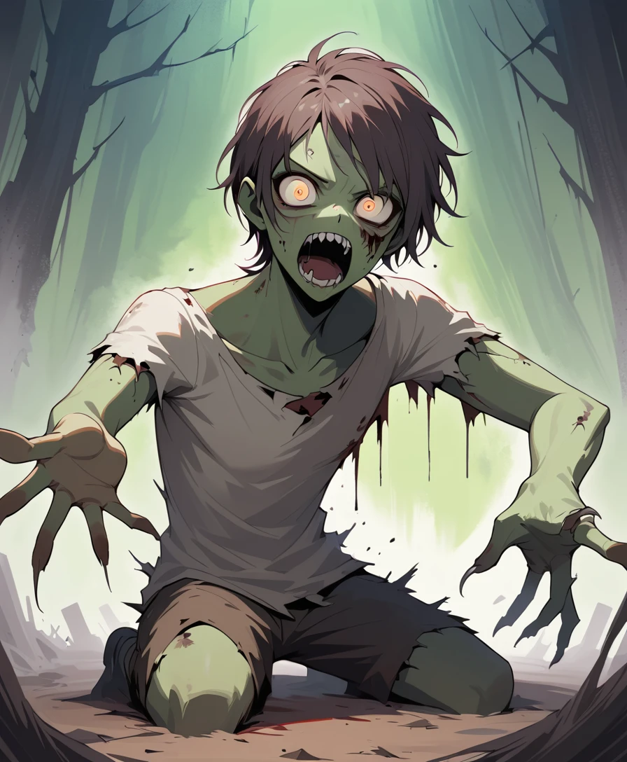 Zombie kratzt sich aus der Erde – Horror-Ölgemälde
