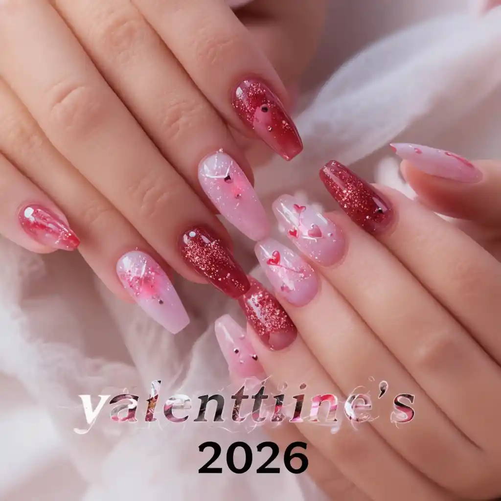 Unhas cat eye de Dia dos Namorados em mãos elegantemente manicureadas