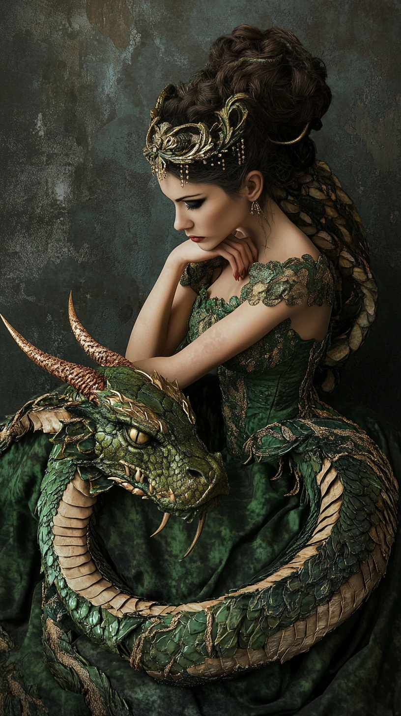 Lamia mítica con parte inferior serpentina en escena de fantasía