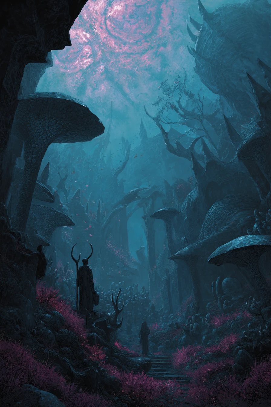 Reino Subterrâneo Surreal de Criaturas Míticas Oníricas