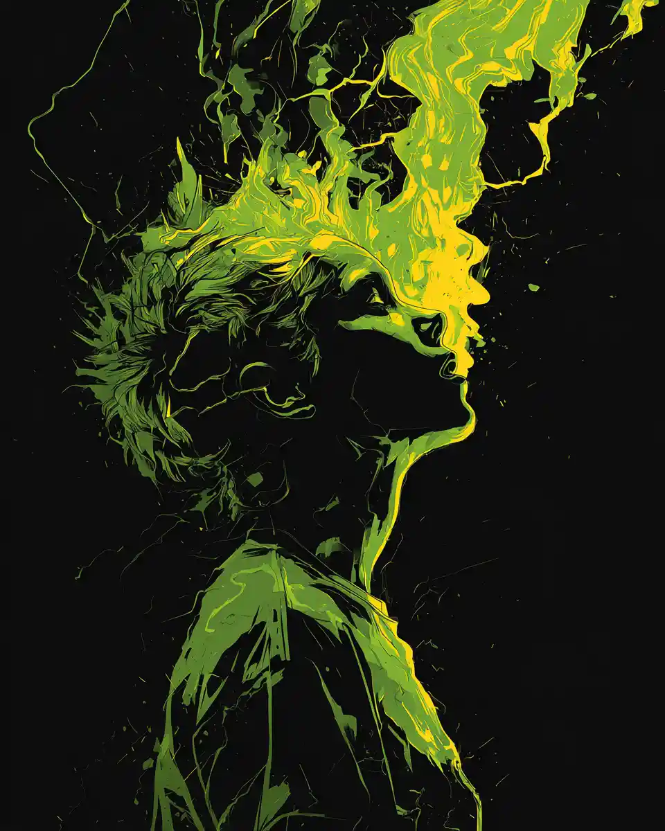 Silhouette umana piena di glitch in un design astratto streetwear