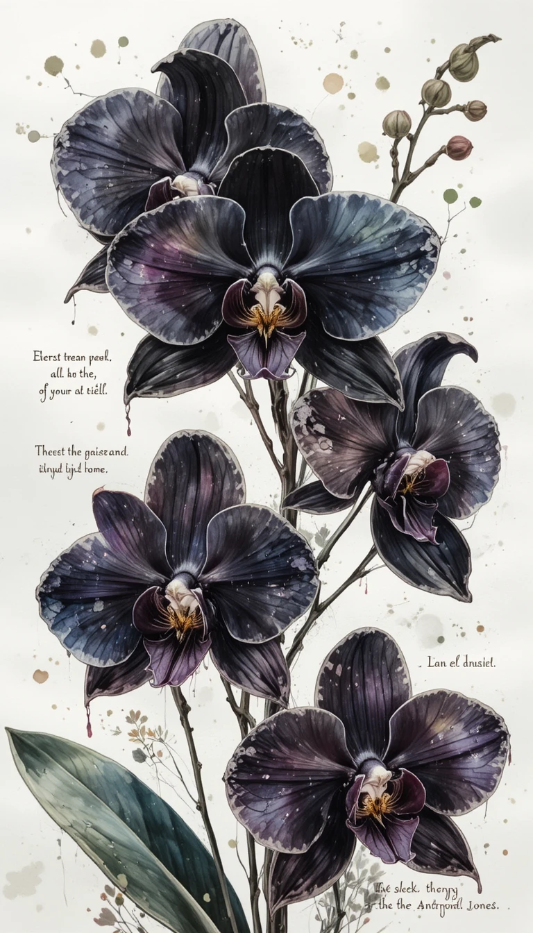 Orquídeas vectoriales coloridas en una ilustración gráfica de flyer en acuarela