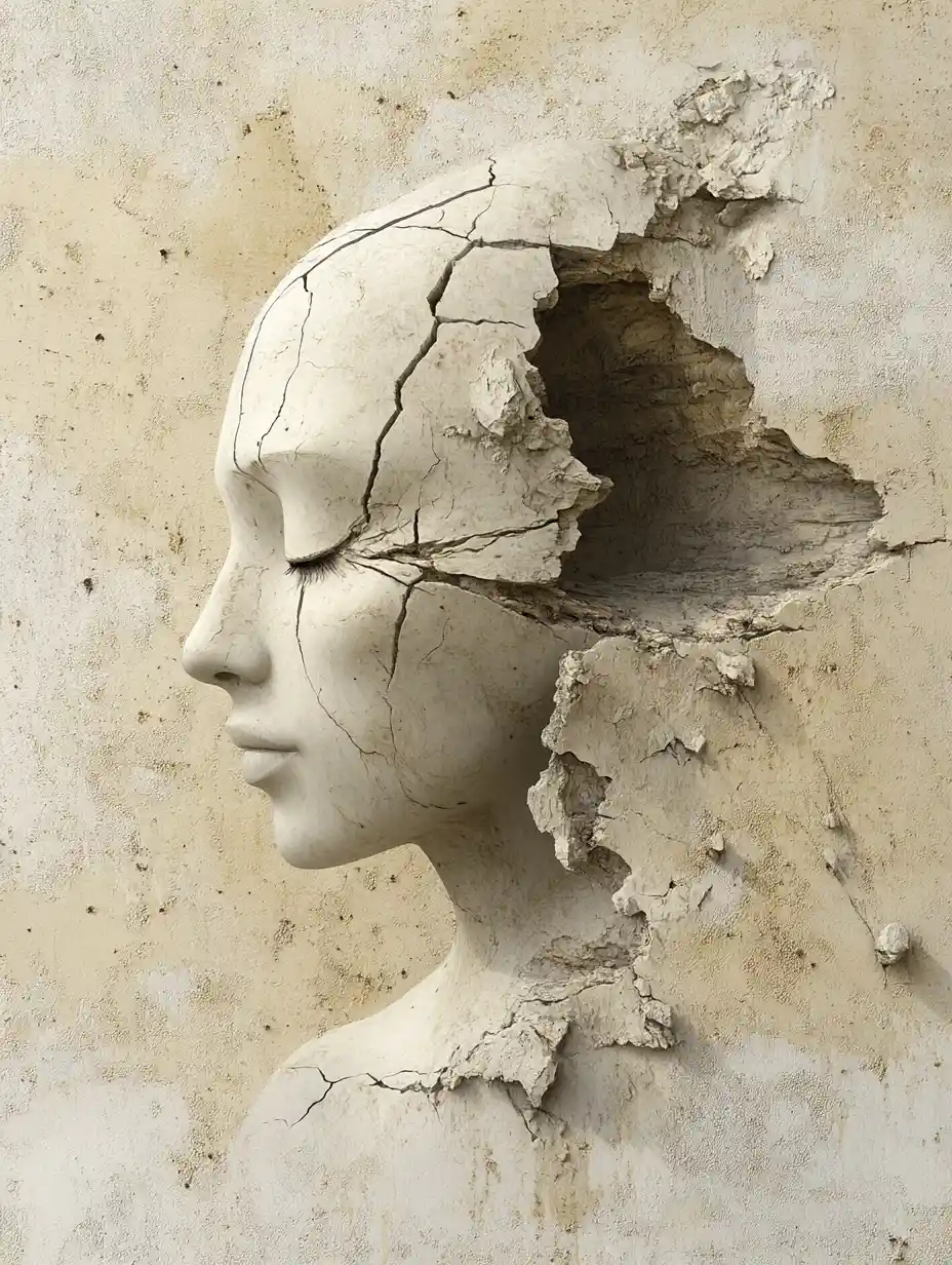 Symbolische 3D-Abstraktform im weichen Negativraum