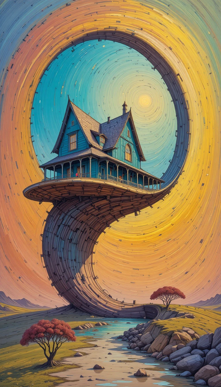 Casa Surreal e Retorcida em um Reino Onírico em Loop