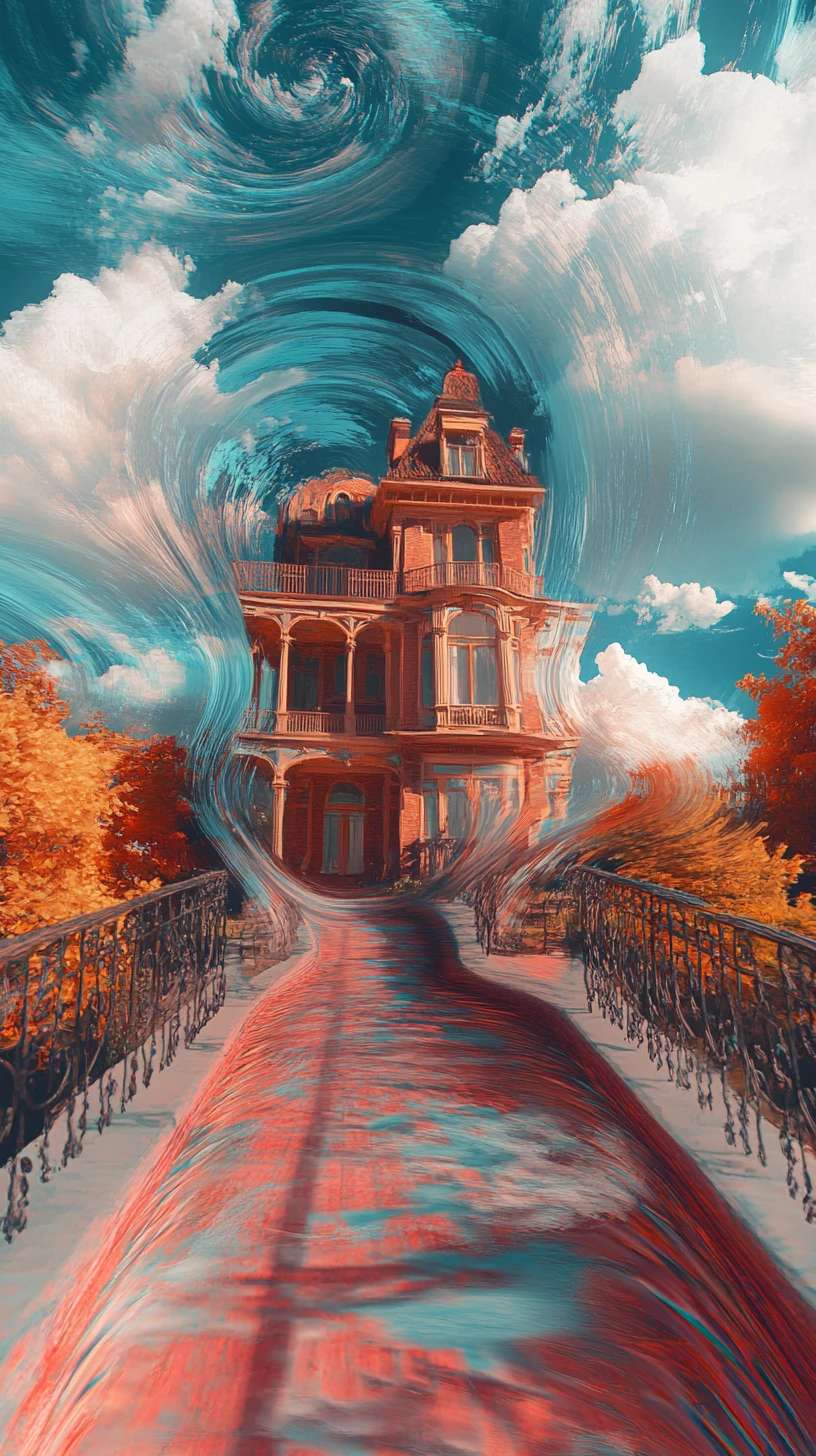 Casa surreal e onírica torcendo-se por um reino impossível