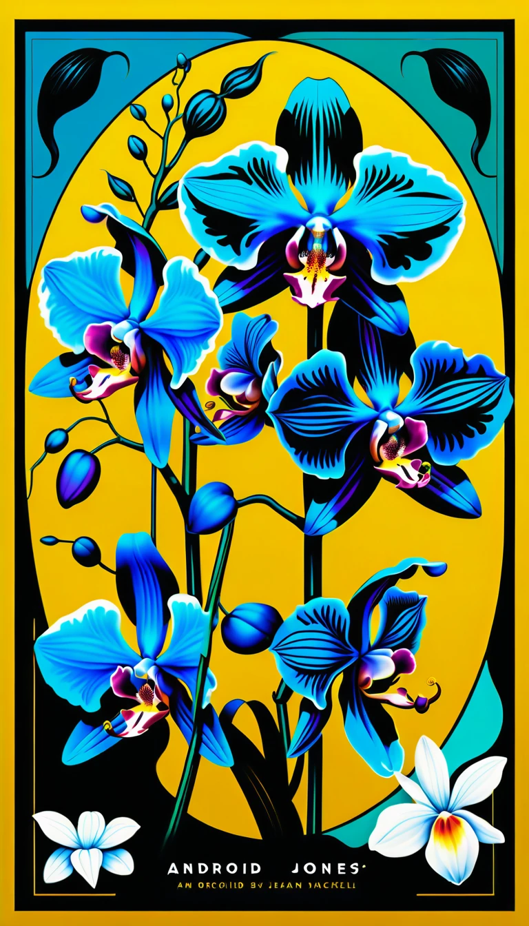 Folleto gráfico con ilustración vectorial de orquídea negra
