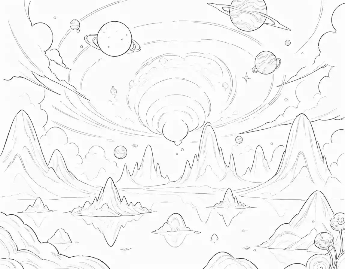 Surreal Cosmic Landscape With Floating Islands And Twin Suns