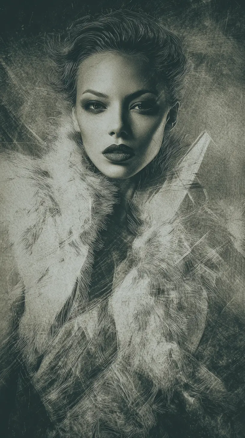 Supernatural femme fatale in ocean inspired couture portrait