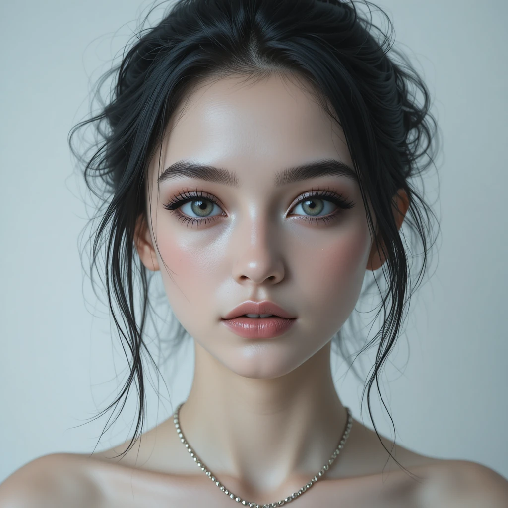 年輕白皙女子的神秘近距離人像
