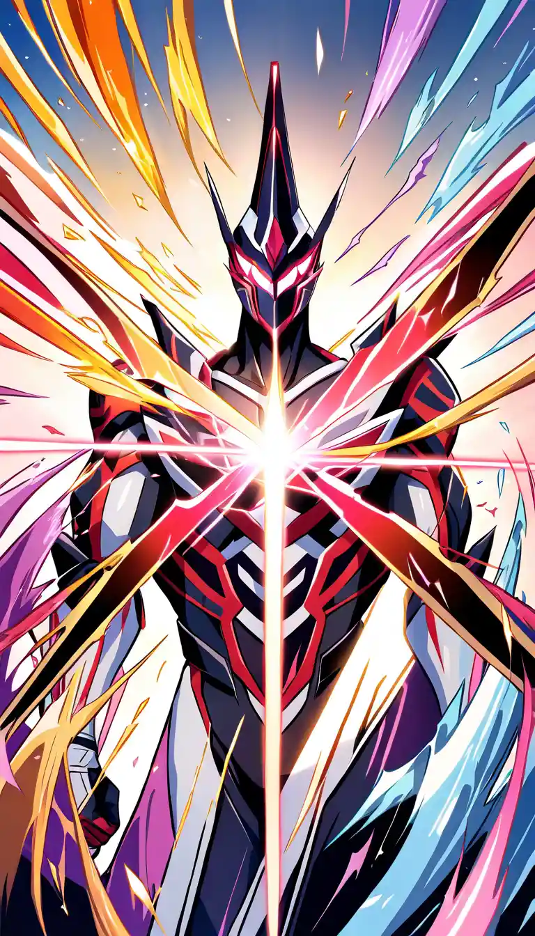 Homem de anime confiante com cabelo dividido em vermelho e branco