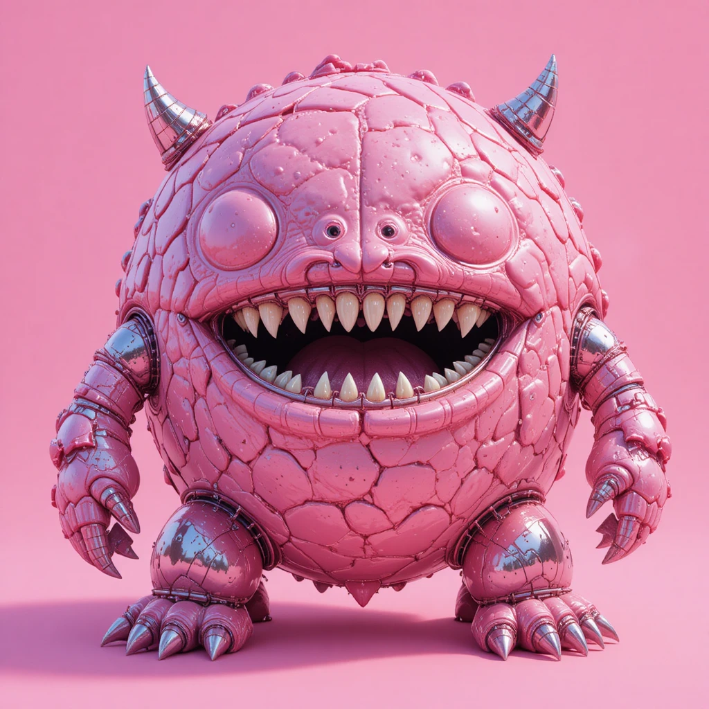 キャンディカラーのかわいいピンク金属ボールモンスター