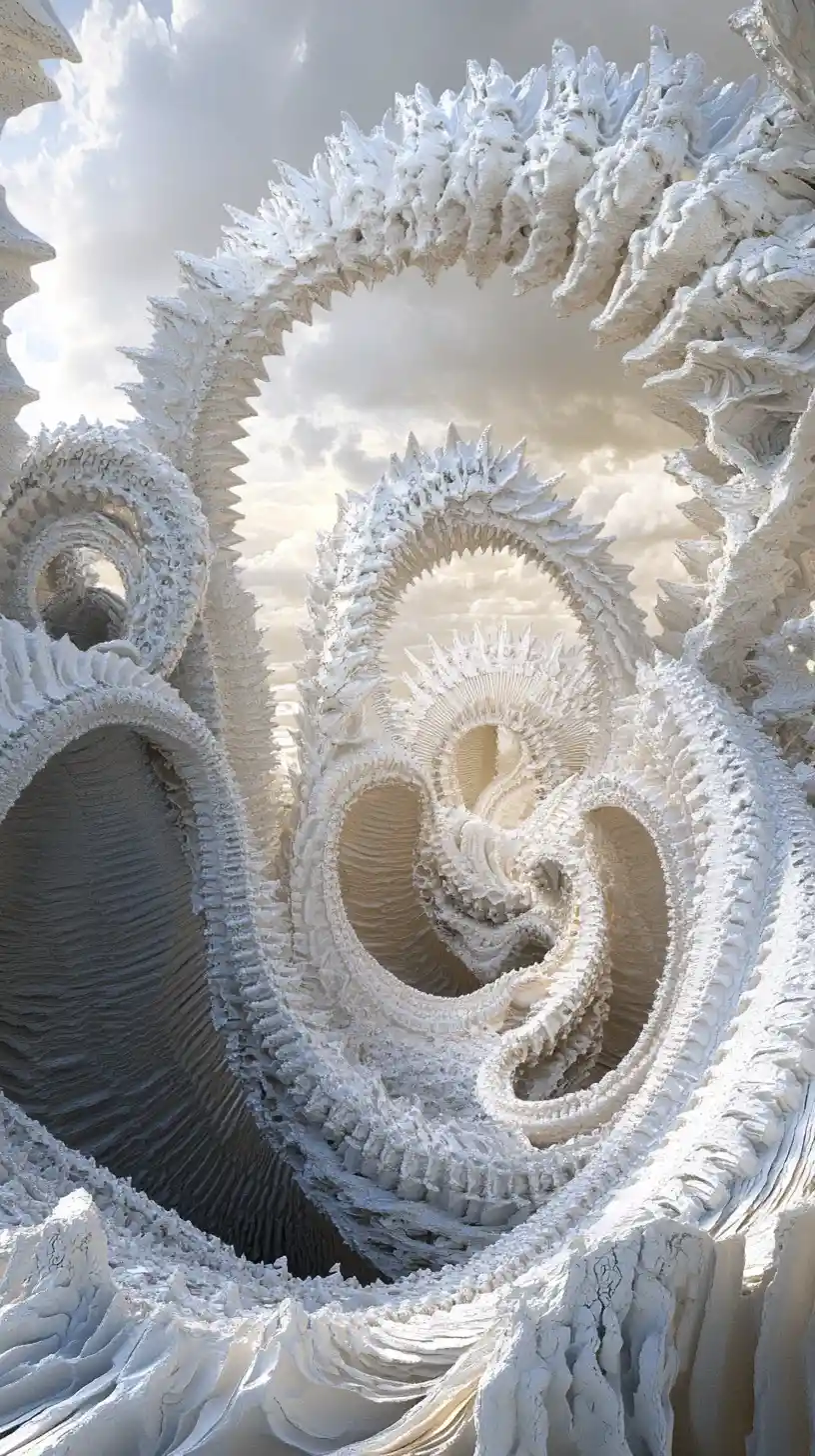 Figura surreal que emerge de un reino abstracto onírico y retorcido