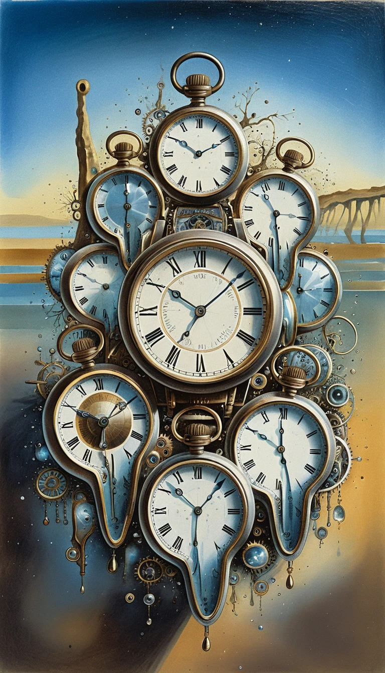 Máquina do tempo steampunk surreal em uma nebulosa cósmica