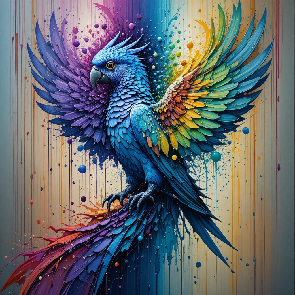 超現實鸚鵡化身為繽紛旋轉色彩