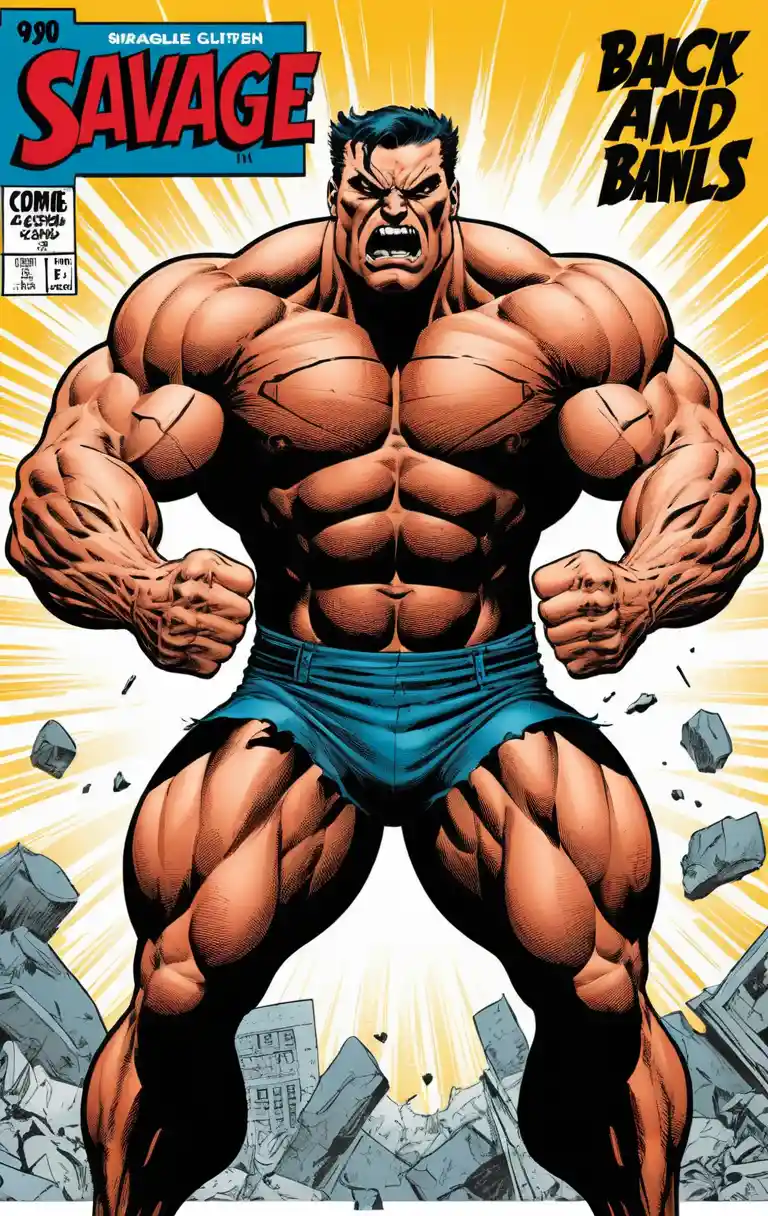 Héros Musclé et Furieux au Style BD Rétro