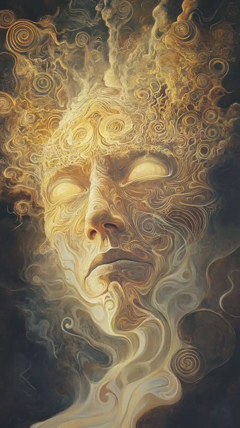 Surreal close up portrait of a mystical sandman figure