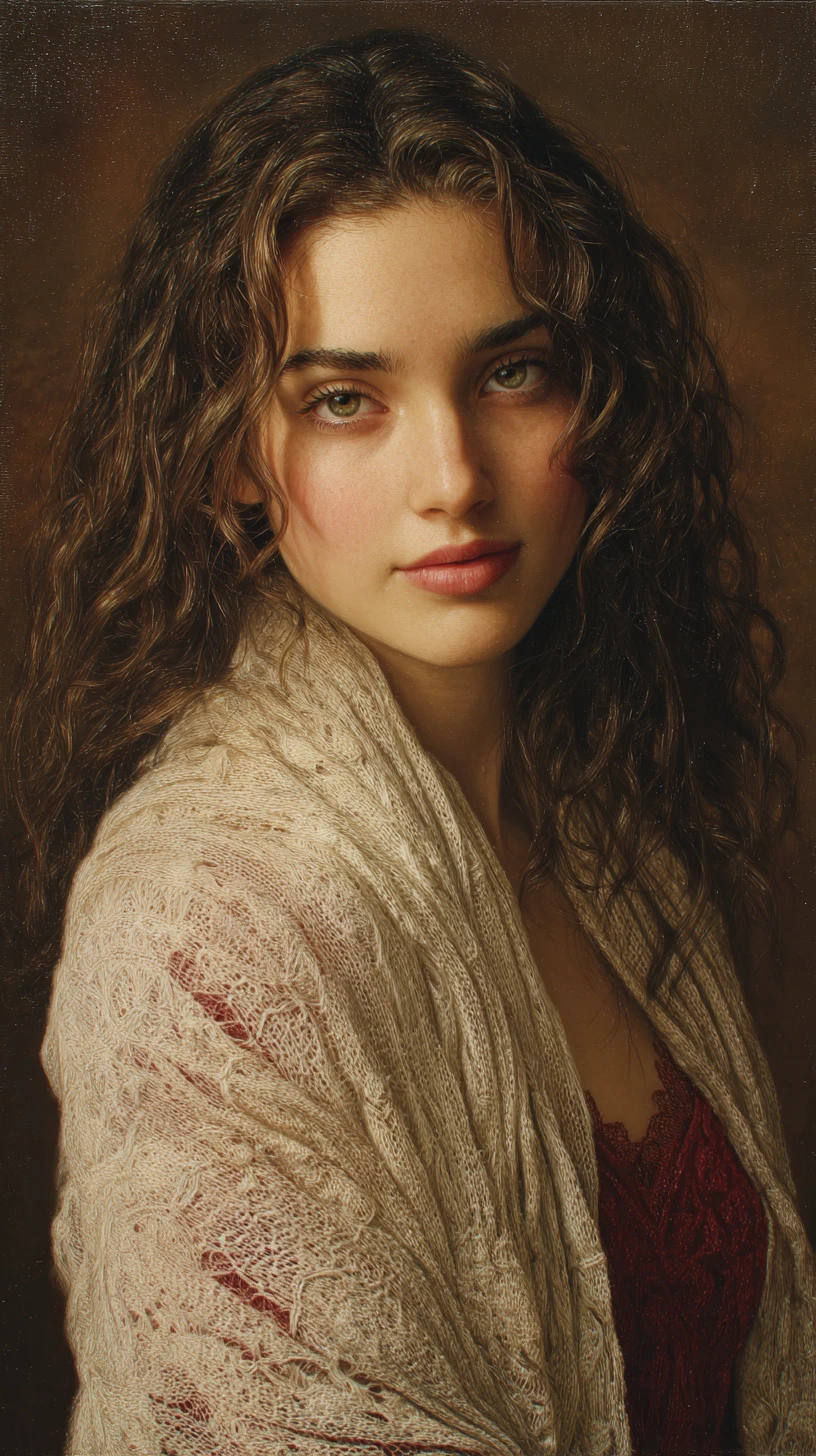 Natural brunette woman in soft light portrait