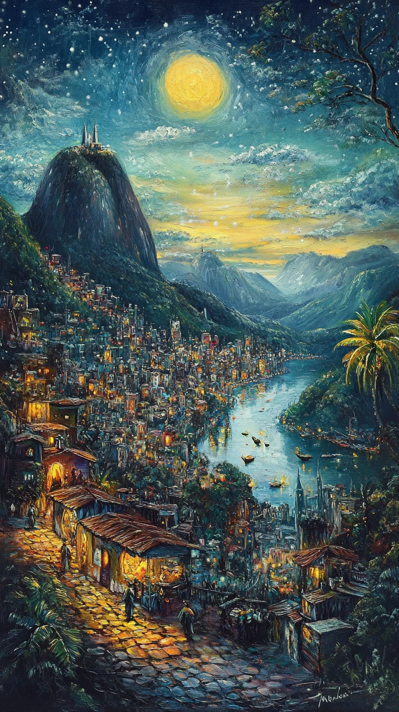 Petite peinture de paysage urbain de carnaval d’hiver à Rio de Janeiro