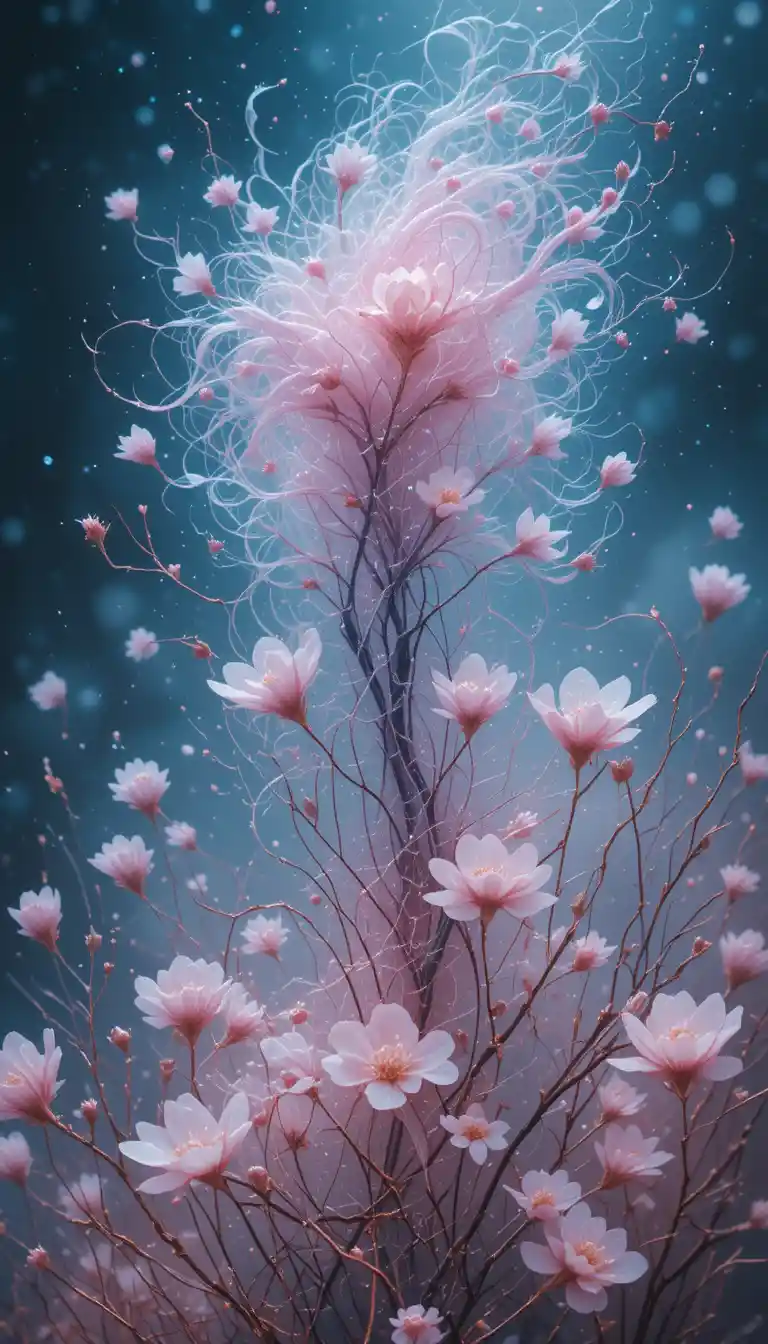 Flores delicadas da noite enterradas sob a chuva fria