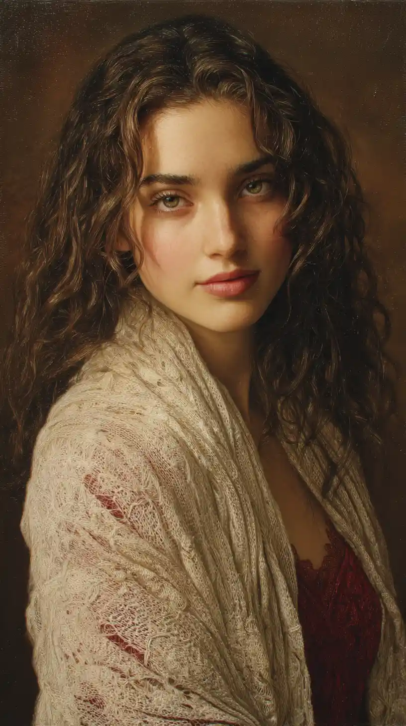 Natural brunette woman in soft light portrait