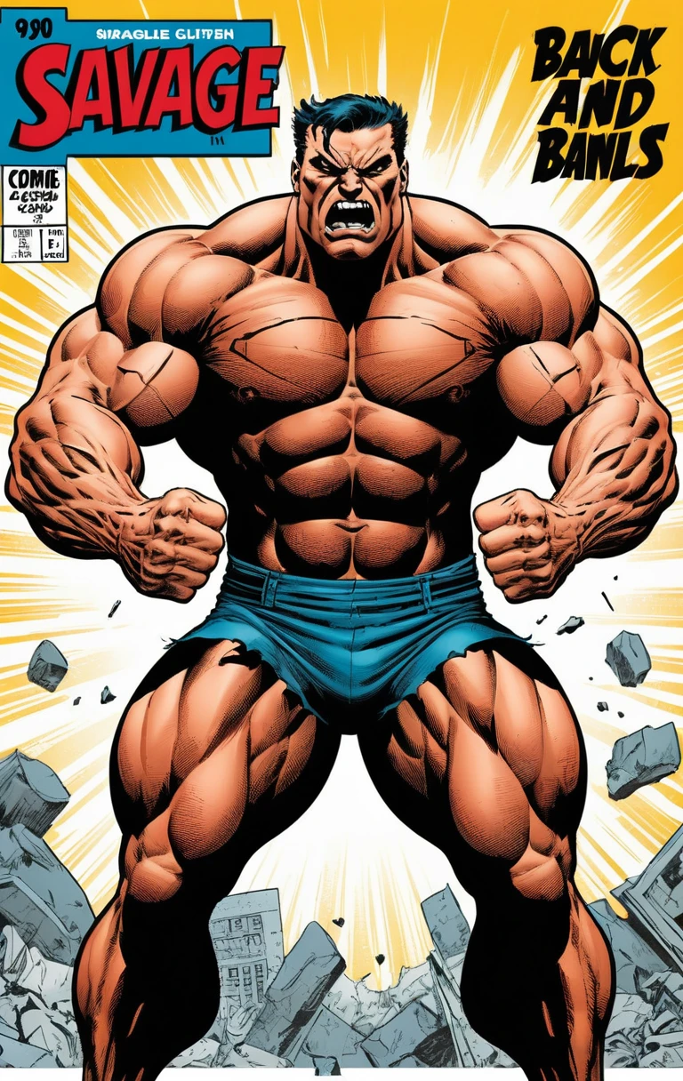 Héros Musclé et Furieux au Style BD Rétro