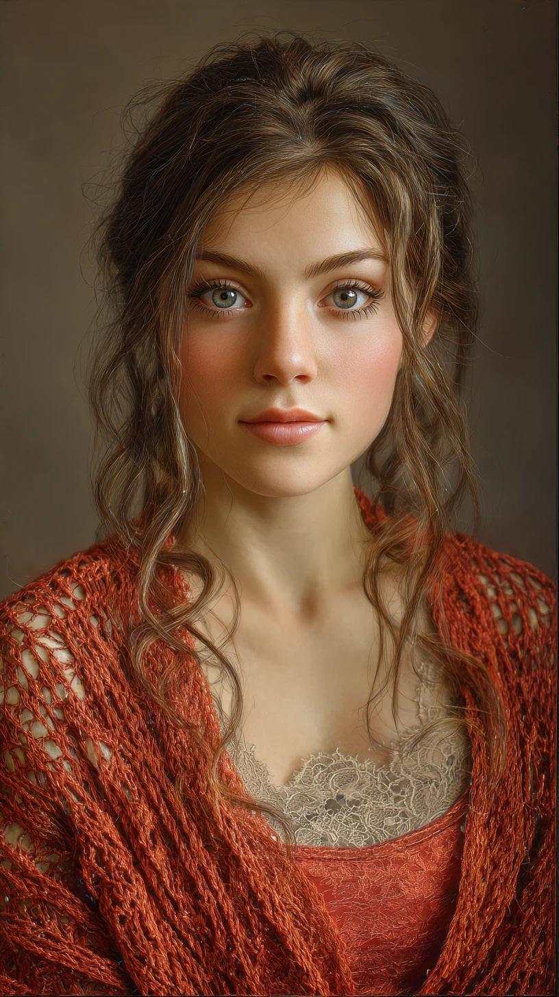 Natural brunette woman in soft light portrait