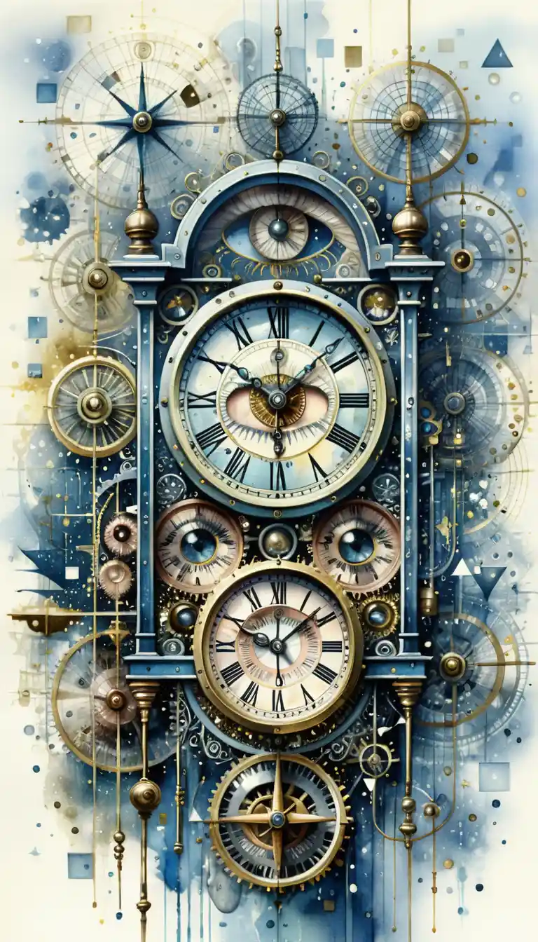 Steampunk smartphone clock surrounded by brass clockwork gears
