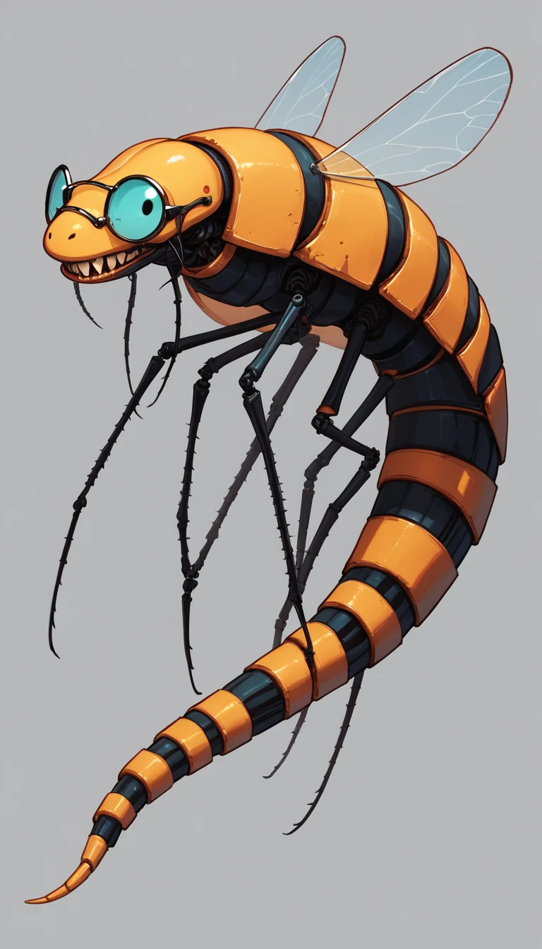 Surreales verzerrtes menschliches Gesicht, das mechanische Insekten ausstößt
