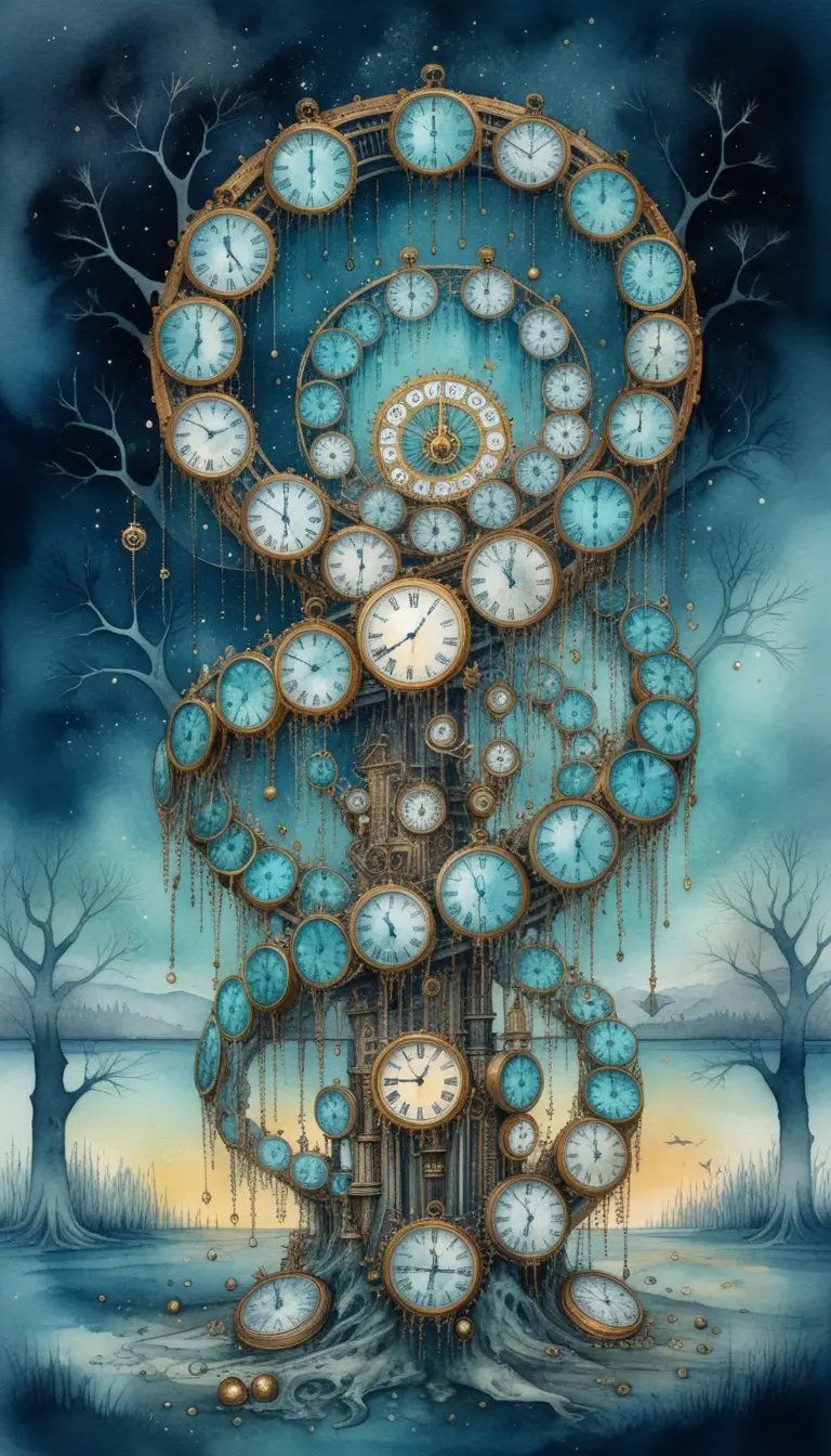 Máquina do tempo steampunk surreal com cúpula de vidro cósmica