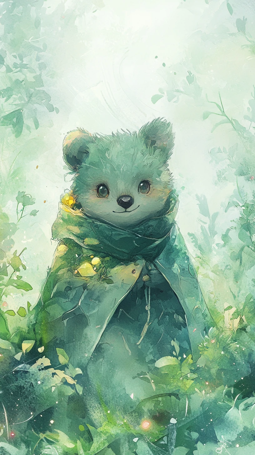 Quokka gioioso e ragazza in un paesaggio fantasy pastello