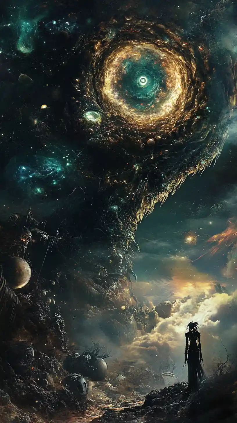 Ilusão surreal de uma criatura alienígena celestial cyberpunk