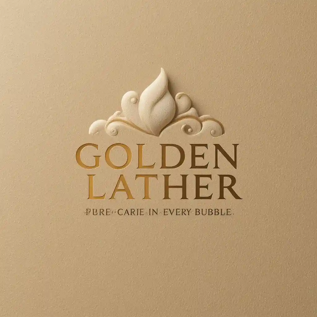 Golden Lather luxury soap logo with gold and cream design