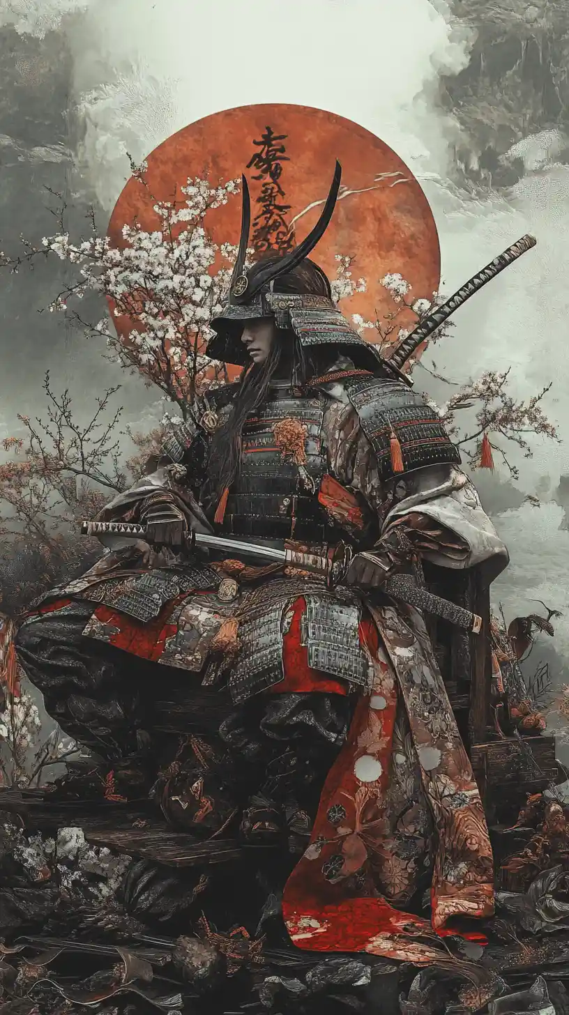 Surreale Illusion eines Samurai in Dark Fantasy