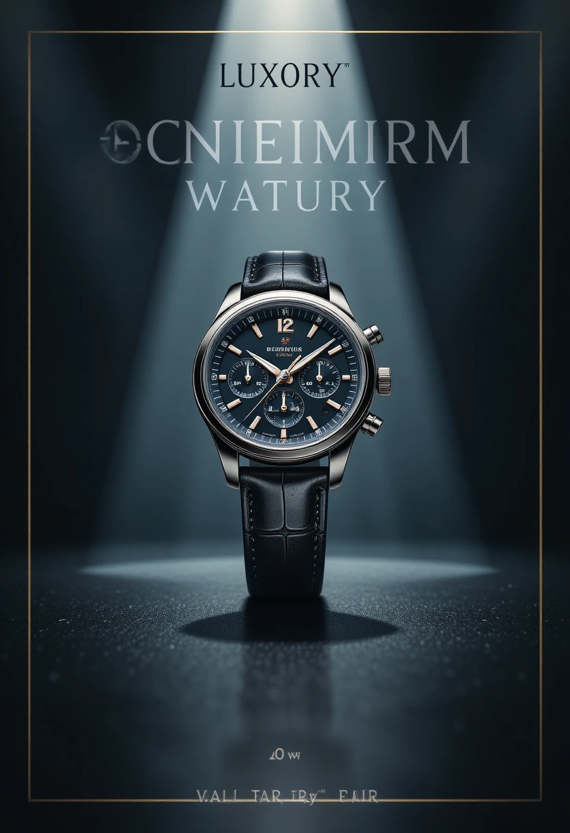 Reloj de pulsera de lujo para hombre en flyer minimalista oscuro
