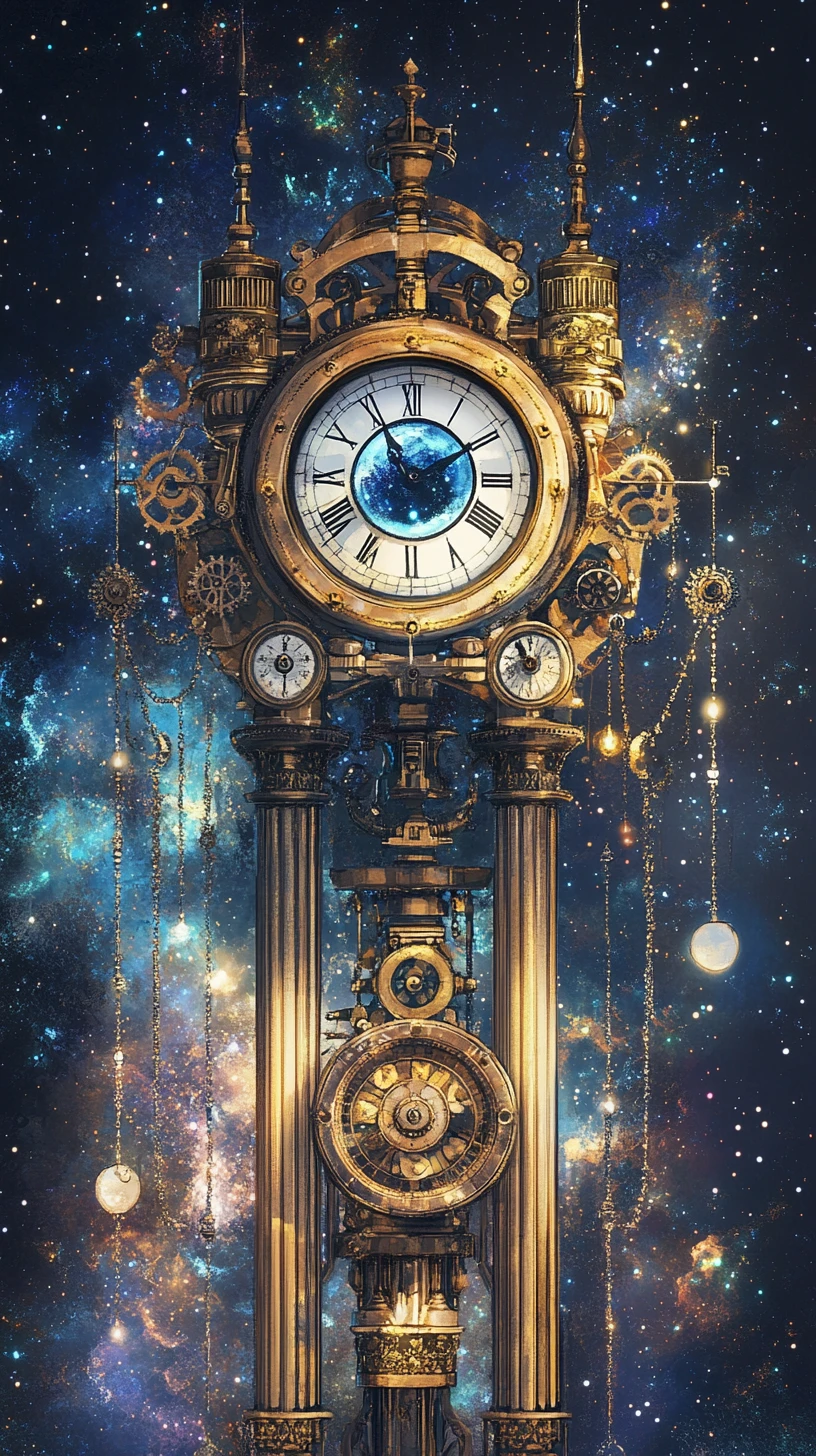 被宇宙之眼凝視的超現實蒸氣龐克鐘樓