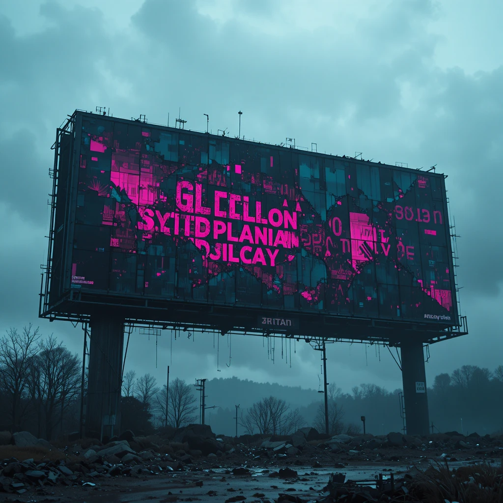 Outdoor Digital Estilhaçado em Glitch Magenta e Obsidiana
