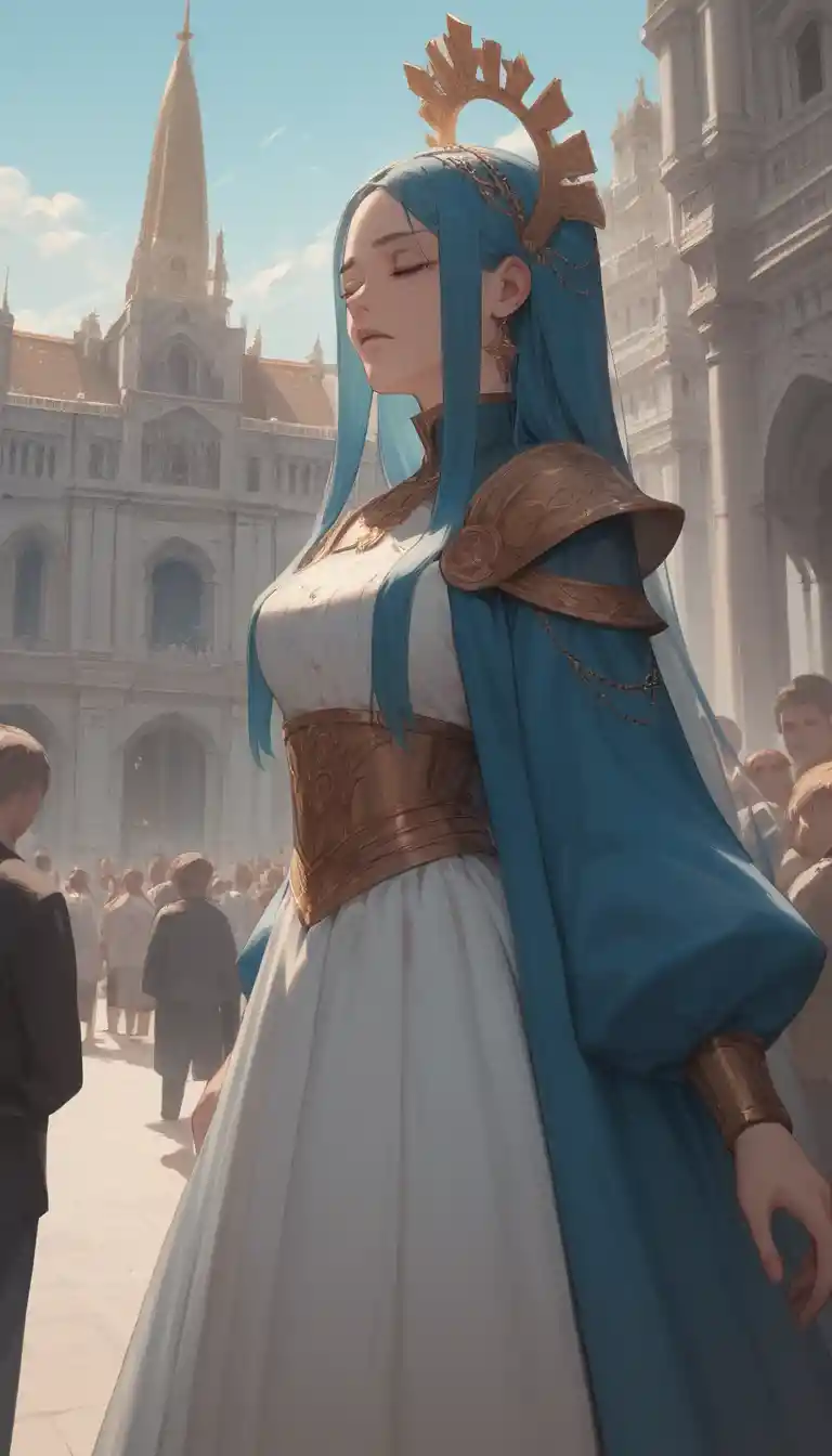Primer plano de chica caballero de anime con ropajes harapientos y flotantes
