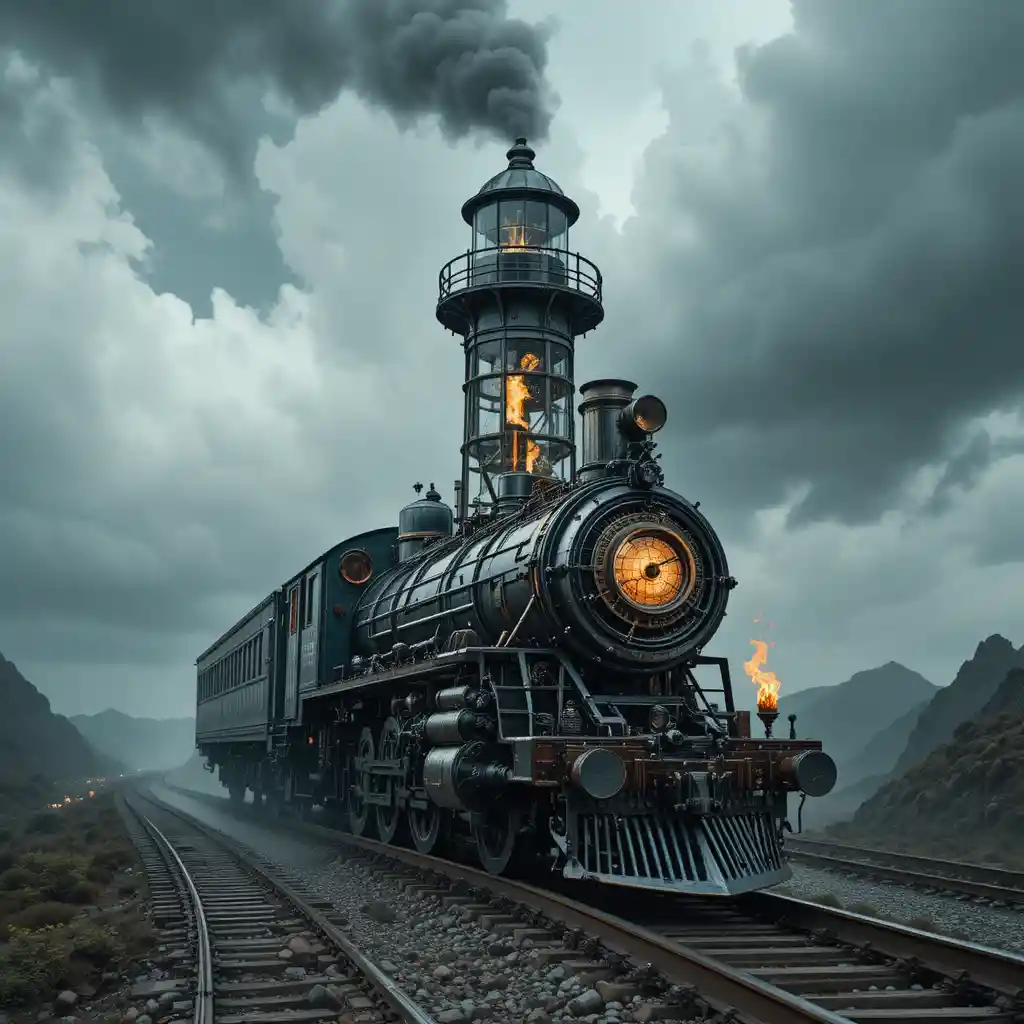 Surreal Glass Lighthouse Machine At The Gates Of Hell